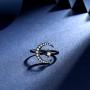 beautlace Star and Moon Adjustable Rings 18K Gold/Silver/Black Gun Plated Crescent Moon Stars Open Ring Jewelry for Women KR0032