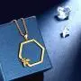beautlace Honeycomb Hexagon Necklaces 18K Gold/Silver/Black Gun Plated with Honey Bee Pendant Charm Jewelry Gifts for Men and Women KP0128