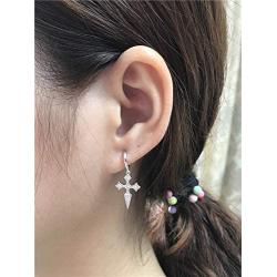 Dainty CZ Cross Dangle Hoop Earrings for Women Girls S925 Sterling Silver with Charms Cubic Zirconia Vintage Boho Baroque Crisscross Religious Drop Dangling Tiny Huggie Hoops Cartilage Helix Jewelry