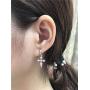Dainty CZ Cross Dangle Hoop Earrings for Women Girls S925 Sterling Silver with Charms Cubic Zirconia Vintage Boho Baroque Crisscross Religious Drop Dangling Tiny Huggie Hoops Cartilage Helix Jewelry