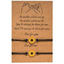 Handmade Promise Sunflower Bracelets Matching Friendship Bracelet Gift for Women Girls Couples Best Friends