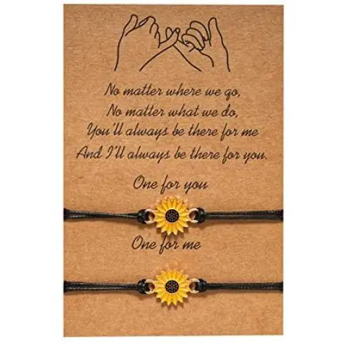 Handmade Promise Sunflower Bracelets Matching Friendship Bracelet Gift for Women Girls Couples Best Friends Handmade Promise Sunflower Bracelets Matching Friendship Bracelet Gift for Women Girls Couples Best Friends