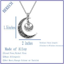 BEKECH Outlander Inspired Jewelry Sassenach Gift Crescent Moon Charm Scottish Thistle Pendant Necklace Sassenach Scottish Outlander Gift