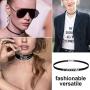 GoldChic Jewelry 5.5mm/19mm Wide Adjustable Customized Punk Black Genuine Leather Puddin/Initial Name Choker Costume Neck Collar Necklace for Women Girls Kids (Fit Neck Size 14.5-17 inch)