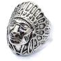 PikaLF Indian Chief Ring for Men, Native American Indian Head Rings, Spirit of The Warrior Ring, Indian Headdress Ring, Tribal Amulet Ring, Punk Style Indian Skull Jewelry Gift for Men Boys