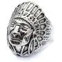 PikaLF Indian Chief Ring for Men, Native American Indian Head Rings, Spirit of The Warrior Ring, Indian Headdress Ring, Tribal Amulet Ring, Punk Style Indian Skull Jewelry Gift for Men Boys