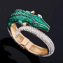 Fashion Statement Animal Bangle Cuff Bracelelt For Women, Gold Plating Chunky Bracelet Crocodile Bangle Party Jewelry
