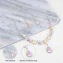SP Sophia Collection Womens Elegant Bridal Teardrop Necklace and Half Halo Stud Post Dangle Earring Jewelry Set