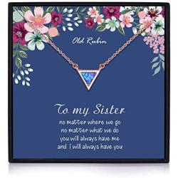 Sister Gifts from Sister, Sister Necklaces, 14K Gold Plated Geometric Created Opal Necklace Big Sister Gifts, Sister Gifts for Sister, Sister Birthday Jewelry Gifts, Sisters Gifts, Gift for Sister (Sister Necklace)