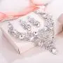 EVER FAITH Womens Austrian Crystal Elegant Flower Teardrop Necklace Earrings Set for Bride, Bridesmaid