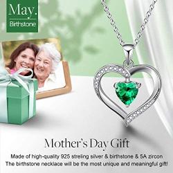 ✦Gifts for Mothers Day✦ Forever Love Heart Necklace Jewelry 18K White Gold/ Rose Gold Plated 925 Sterling Silver Birthstone Pendant Necklace with 5A Cubic Zirconia Birthday Gifts for Women and Girls