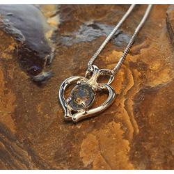 Opal Modern Heart Necklace by Alcheri | Natural Opal Triplet Sterling Silver Necklace for Women, 18''