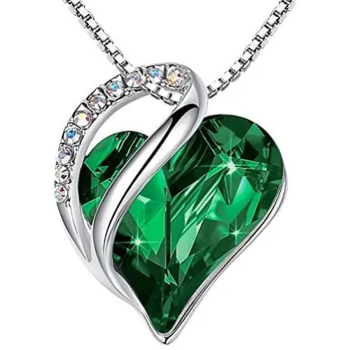 Leafael Infinity Love Heart Pendant Necklace Birthstone Crystal Jewelry Gifts for Women, Silver-tone, 18''+2'' Leafael Infinity Love Heart Pendant Necklace Birthstone Crystal Jewelry Gifts for Women, Silver-tone, 18''+2''