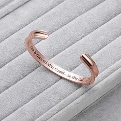 LIUANAN Inspirational Bracelets for Women Engraved Bracelet Gifts for Her Women Cuff Bangle