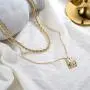 FAMARINE Gold Plated Choker Multi Layered Necklace for Women, Hammered Geometry Pendant Thick Chain Necklace for Women Teen Girls Fashion Jewelry Gift……