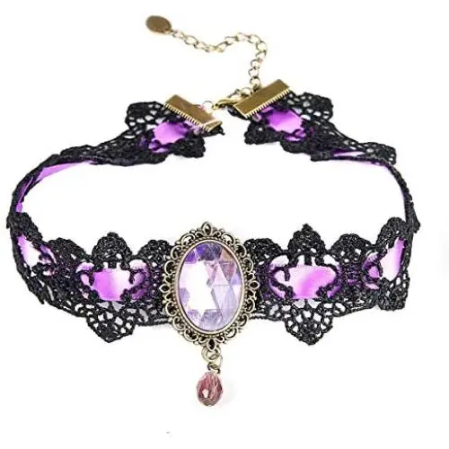 QEPOL Retro Handmade Choker Necklace for Women Gothic Black Lace Royal Court Vampire Style Wedding Beads Tassels Chain Pendant Earring Halloween Punk Costume Party Set Rock Craft Bracelet QEPOL Retro Handmade Choker Necklace for Women Gothic Black Lace Royal Court Vampire Style Wedding Beads Tassels Chain Pendant Earring Halloween Punk Costume Party Set Rock Craft Bracelet