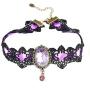 QEPOL Retro Handmade Choker Necklace for Women Gothic Black Lace Royal Court Vampire Style Wedding Beads Tassels Chain Pendant Earring Halloween Punk Costume Party Set Rock Craft Bracelet