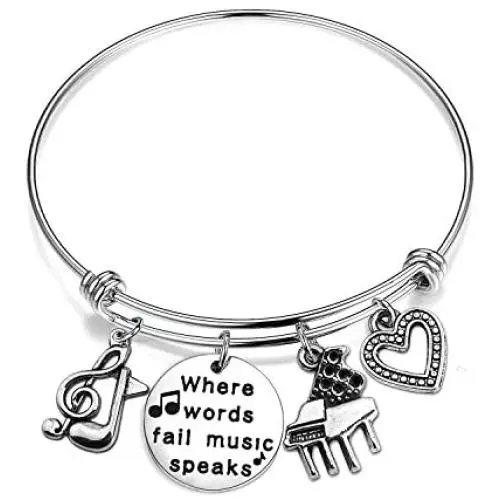 ENSIANTH Music Gift Where Words Fail Music Speaks Expandable Music Charm Bangle Music Lovers Jewelry ENSIANTH Music Gift Where Words Fail Music Speaks Expandable Music Charm Bangle Music Lovers Jewelry