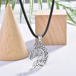 CELESTIA Celtic Horse Head Necklace Women Sterling Silver Pendant Horse Jewelry Gifts for Girls Men and Horse Lovers