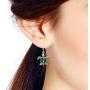 Love Life Sea Turtle Heart Malachite .925 Sterling Silver Dangle Earrings