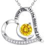Sterling Silver Fine Jewelry for Her Birthday Gifts Mom Wife I Love You to the Moon and Back Necklace Birthstones Ruby Peridot Blue Sapphire Pink Tourmaline Citrine Heart Jewelry