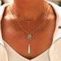 Ckecharfa Layered Cross Pendant Necklace Gold Jesus Necklaces Chain Beaded Choker Chains Adjustable Jewelry for Women and Girls