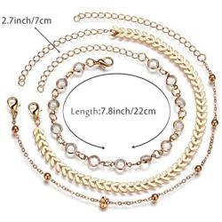 Zoestar Three-Layer Anklet Ankle Bracelet Foot Chain with Leaves Accessories Foot Jewelry for Women and Girls