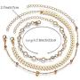 Zoestar Three-Layer Anklet Ankle Bracelet Foot Chain with Leaves Accessories Foot Jewelry for Women and Girls