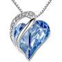 Leafael Infinity Love Heart Pendant Necklace Birthstone Crystal Jewelry Gifts for Women, Silver-tone, 18''+2''
