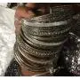 Lux Accessories Glitter Sparkle Mixed Metal Pave Crystal Textured Multiple Bangle Set