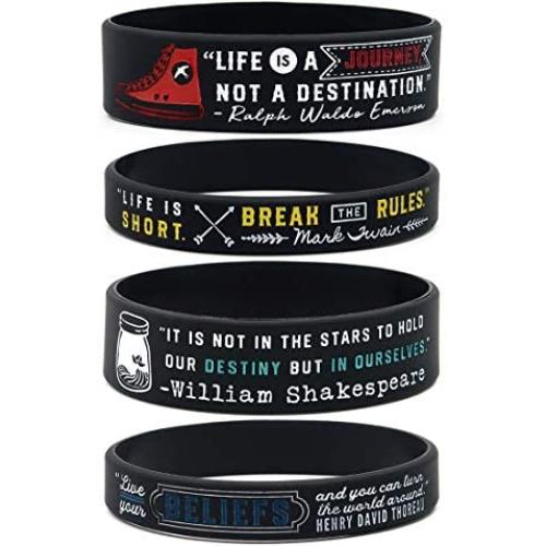 Book Lovers Inspirational Bracelets with Classic Author Quotes - Literary Jewelry Accessories Gifts for Readers Writers Bookworms Librarians English Teachers