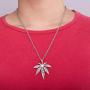 IFUAQZ Stainless Steel Hip Hop Marijuana Weed Leaf Tag Pendant Necklace for Men Women Free 24inch Chain