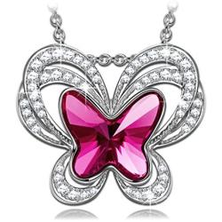 Kate Lynn Womens Jewelry ‹The Garden of Eden› Pendant Necklaces for Girls Stud Earrings Butterfly Crystals Gifts for Her with Gift Box