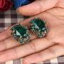 BriLove Womens Victorian Style Crystal Floral Cameo Inspired Oval Clip-On Earrings