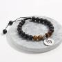 Meibai Handmade 8mm Lava Rock Tiger Eye Natural Stone Beads Bracelet with Constellation Zodiac Sign Charm Adjustable Size