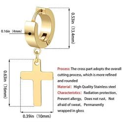 TXPFF 3 Pairs of Cross Earrings Dangle Hinged Men Earrings Stainless Steel Cross hoop Earrings for Men and Women ,Silver,Gold ,Black