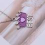 2 Pcs/Set Enamel Rainbow Cloud Purple Crown Pendant Necklace Sets BFF Friendship Jewelry Gifts for Kids