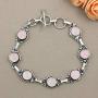 Rose Quartz Bracelet 925 Silver Overlay Handmade Boho Style Jewelry