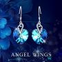 AOBOCO Sterling Silver Love Heart Dangle Drop Earrings with Swarovski Crystals Fine Jewelry Gift for Women Girls
