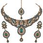 I Jewels Traditional Gold Plated Elegantly Handcrafted Stone Jewellery Set with Maang Tikka for Women M4031Sb (Turquoise/Bluish Green)