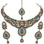 I Jewels Traditional Gold Plated Elegantly Handcrafted Stone Jewellery Set with Maang Tikka for Women M4031Sb (Turquoise/Bluish Green)