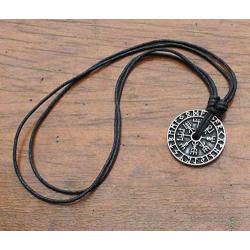 CCBFY Nordic Coin Amulet Vegvísir Odin Triple Horn Triquetra Valknut All in One Pewter Pendant Necklace