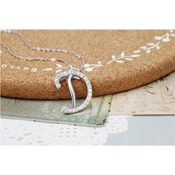 Paialco Bling Crystal Initial Letter Pendant Necklace, Silver Tone