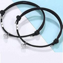 Magnet Magnetic Bracelets Mutual Attraction for Couples Women Men Best Friends Relationship Matching Braided Rope Bracelet Gift Lovers Boyfriend Girlfriend Him Her BFF 2 PCs