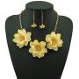 BOCAR Bib Statement Pendant Flower Jewelry Set Necklace and Earrings for Women Gift (NK-10372-cream)