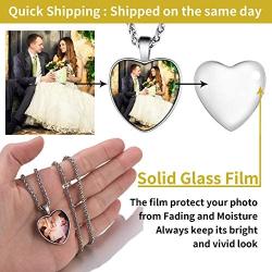 ChainsHouse Personalized Photo Necklace Men Women, Stainless Steel/18K Gold Plated Chain, Custom Picture Image Engrave Text Rectangular/Heart/OvalPendant Memorial Jewelry