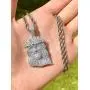 Shop-iGold Custom Jesus Men Women 925 Italy White Gold Finish Iced Silver Charm Ice Out Pendant Stainless Steel Real 3 mm Rope Chain, Mans Jewelry, Iced Pendant, Rope Necklace 16''- 24''