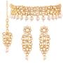 I Jewels Indian Bollywood Traditional Faux Kundan and Beads Stylish Ethnic Party Wear Choker Jewelry Set for Women (IJ326W)