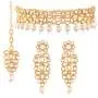 I Jewels Indian Bollywood Traditional Faux Kundan and Beads Stylish Ethnic Party Wear Choker Jewelry Set for Women (IJ326W)