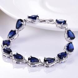 GULICX White Gold Plated Tear Drop AAA Cubic Zirconia Women Bracelet Earrings Necklace Jewelry Set